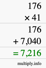 How to calculate 176 times 41 using long multiplication