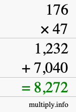 How to calculate 176 times 47 using long multiplication