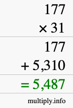 How to calculate 177 times 31 using long multiplication How to calculate 177 times 31 using long multiplication