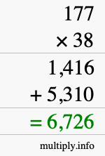 How to calculate 177 times 38 using long multiplication