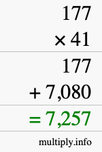 How to calculate 177 times 41 using long multiplication
