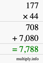 How to calculate 177 times 44 using long multiplication