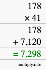 How to calculate 178 times 41 using long multiplication