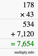 How to calculate 178 times 43 using long multiplication How to calculate 178 times 43 using long multiplication