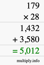 How to calculate 179 times 28 using long multiplication How to calculate 179 times 28 using long multiplication