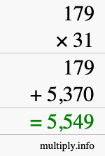 How to calculate 179 times 31 using long multiplication How to calculate 179 times 31 using long multiplication