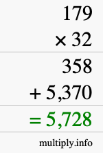 How to calculate 179 times 32 using long multiplication How to calculate 179 times 32 using long multiplication
