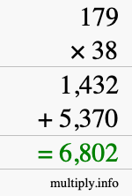 How to calculate 179 times 38 using long multiplication