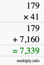 How to calculate 179 times 41 using long multiplication
