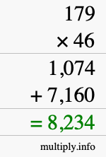 How to calculate 179 times 46 using long multiplication