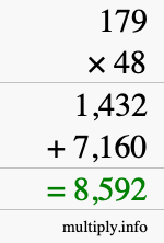 How to calculate 179 times 48 using long multiplication How to calculate 179 times 48 using long multiplication