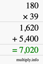 How to calculate 180 times 39 using long multiplication How to calculate 180 times 39 using long multiplication