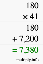How to calculate 180 times 41 using long multiplication How to calculate 180 times 41 using long multiplication