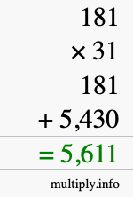 How to calculate 181 times 31 using long multiplication How to calculate 181 times 31 using long multiplication