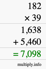 How to calculate 182 times 39 using long multiplication How to calculate 182 times 39 using long multiplication