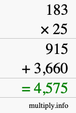 How to calculate 183 times 25 using long multiplication How to calculate 183 times 25 using long multiplication
