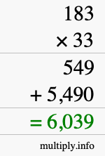 How to calculate 183 times 33 using long multiplication How to calculate 183 times 33 using long multiplication