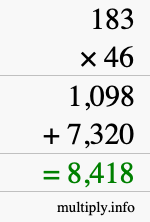 How to calculate 183 times 46 using long multiplication