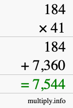 How to calculate 184 times 41 using long multiplication How to calculate 184 times 41 using long multiplication
