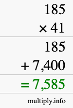 How to calculate 185 times 41 using long multiplication How to calculate 185 times 41 using long multiplication