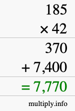 How to calculate 185 times 42 using long multiplication