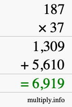How to calculate 187 times 37 using long multiplication How to calculate 187 times 37 using long multiplication