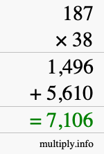 How to calculate 187 times 38 using long multiplication How to calculate 187 times 38 using long multiplication