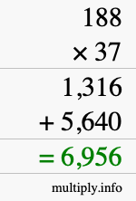 How to calculate 188 times 37 using long multiplication How to calculate 188 times 37 using long multiplication