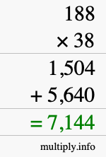 How to calculate 188 times 38 using long multiplication How to calculate 188 times 38 using long multiplication