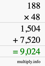 How to calculate 188 times 48 using long multiplication How to calculate 188 times 48 using long multiplication