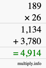 How to calculate 189 times 26 using long multiplication How to calculate 189 times 26 using long multiplication