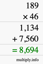 How to calculate 189 times 46 using long multiplication How to calculate 189 times 46 using long multiplication