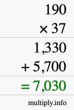 How to calculate 190 times 37 using long multiplication How to calculate 190 times 37 using long multiplication