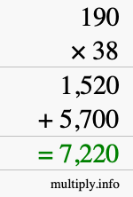 How to calculate 190 times 38 using long multiplication How to calculate 190 times 38 using long multiplication