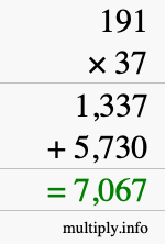 How to calculate 191 times 37 using long multiplication How to calculate 191 times 37 using long multiplication