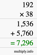 How to calculate 192 times 38 using long multiplication How to calculate 192 times 38 using long multiplication