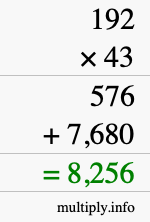 How to calculate 192 times 43 using long multiplication How to calculate 192 times 43 using long multiplication