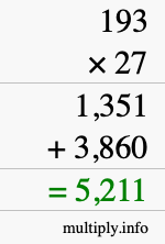How to calculate 193 times 27 using long multiplication How to calculate 193 times 27 using long multiplication