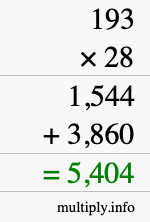 How to calculate 193 times 28 using long multiplication How to calculate 193 times 28 using long multiplication