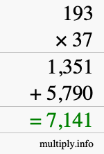 How to calculate 193 times 37 using long multiplication