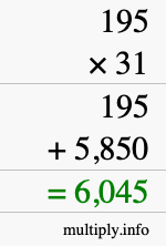 How to calculate 195 times 31 using long multiplication How to calculate 195 times 31 using long multiplication