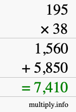How to calculate 195 times 38 using long multiplication How to calculate 195 times 38 using long multiplication