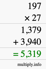 How to calculate 197 times 27 using long multiplication How to calculate 197 times 27 using long multiplication