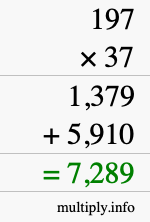 How to calculate 197 times 37 using long multiplication