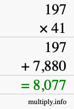 How to calculate 197 times 41 using long multiplication