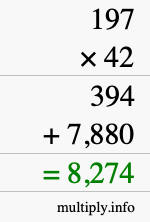 How to calculate 197 times 42 using long multiplication How to calculate 197 times 42 using long multiplication