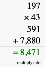 How to calculate 197 times 43 using long multiplication How to calculate 197 times 43 using long multiplication