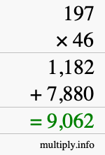 How to calculate 197 times 46 using long multiplication How to calculate 197 times 46 using long multiplication