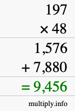 How to calculate 197 times 48 using long multiplication How to calculate 197 times 48 using long multiplication