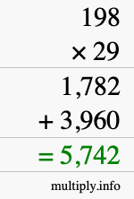 How to calculate 198 times 29 using long multiplication How to calculate 198 times 29 using long multiplication